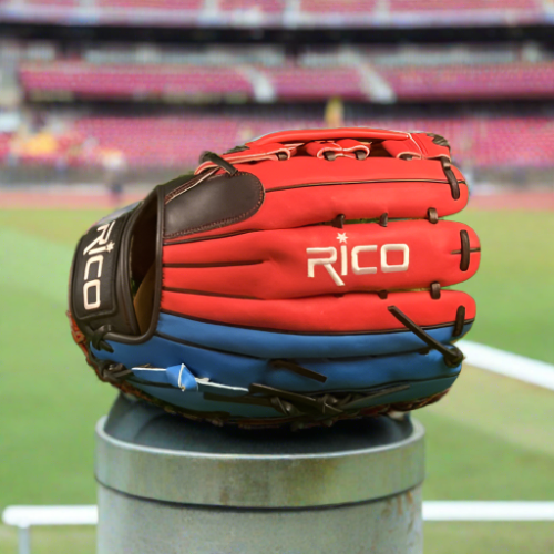 12.5 inch Flash glove, left hand thrower, royal, red, black, with red H web.