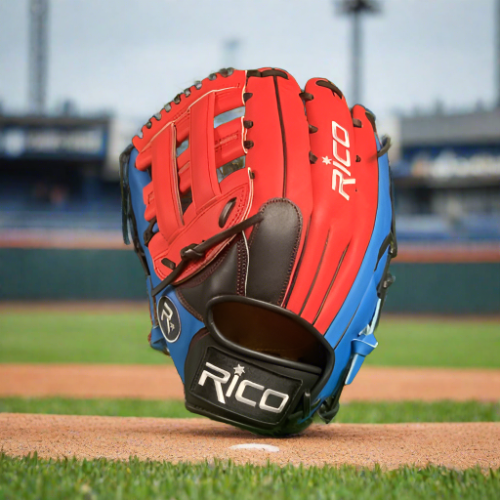 12.5 inch Flash glove, left hand thrower, royal, red, black, with red H web.