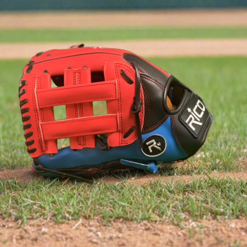 12.5 inch Flash glove, left hand thrower, royal, red, black, with red H web.