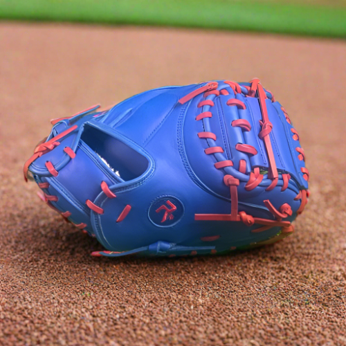 33 inch Flash glove catchers mitt, right hand thrower, royal, with red laces.