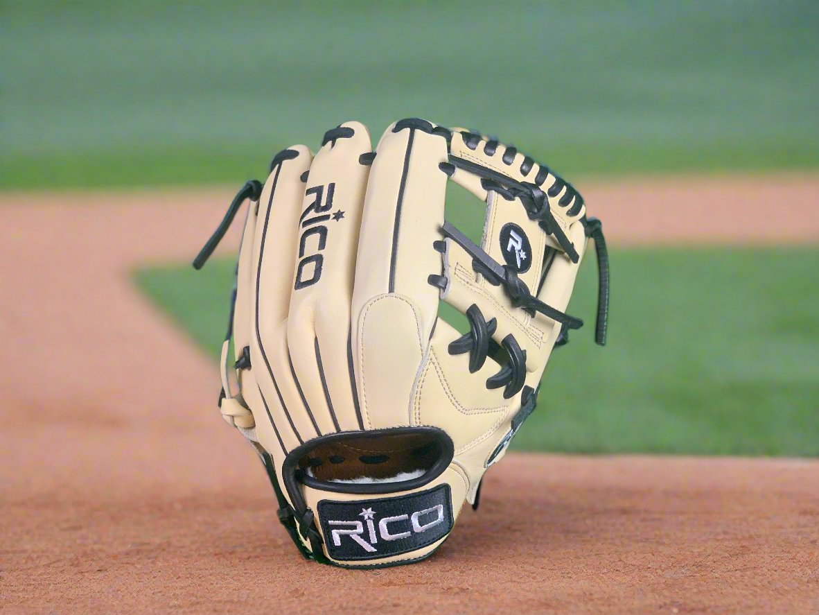 11.50 inch Flash Glove, right hand thrower, black and cream, black laces, black Rico patch, i web.