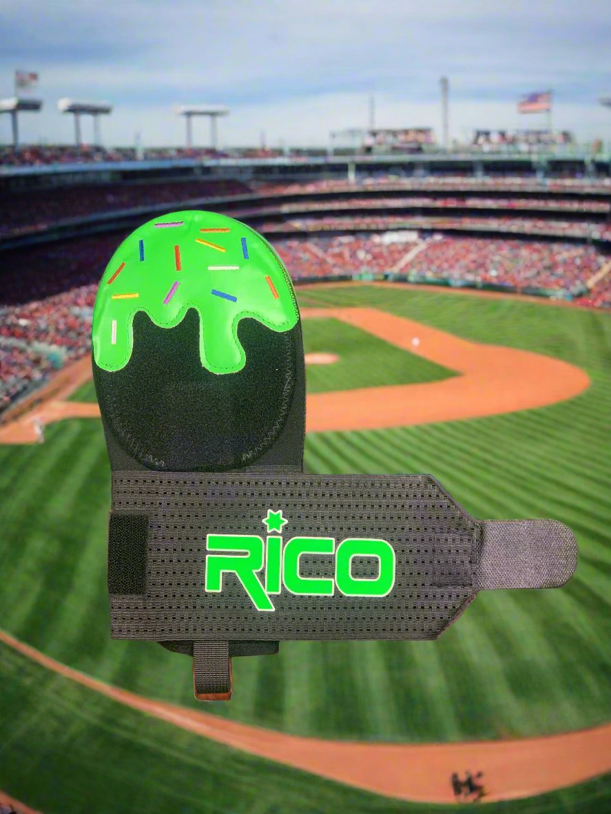 Rico Limited Edition ice cream sliding mitt in lime green with sprinkles.