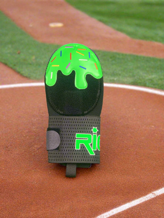 Rico Limited Edition ice cream sliding mitt in lime green with sprinkles.