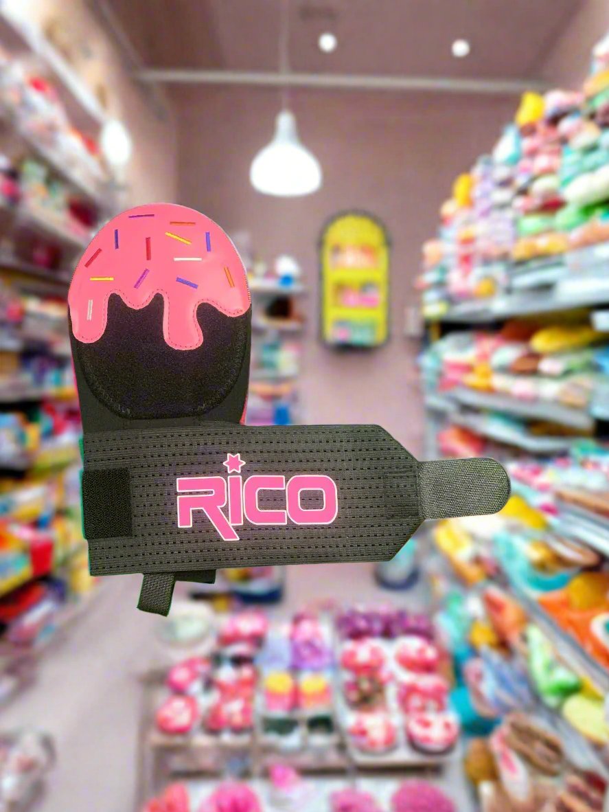 Rico Limited Edition ice cream sliding mitt in pink with sprinkles.